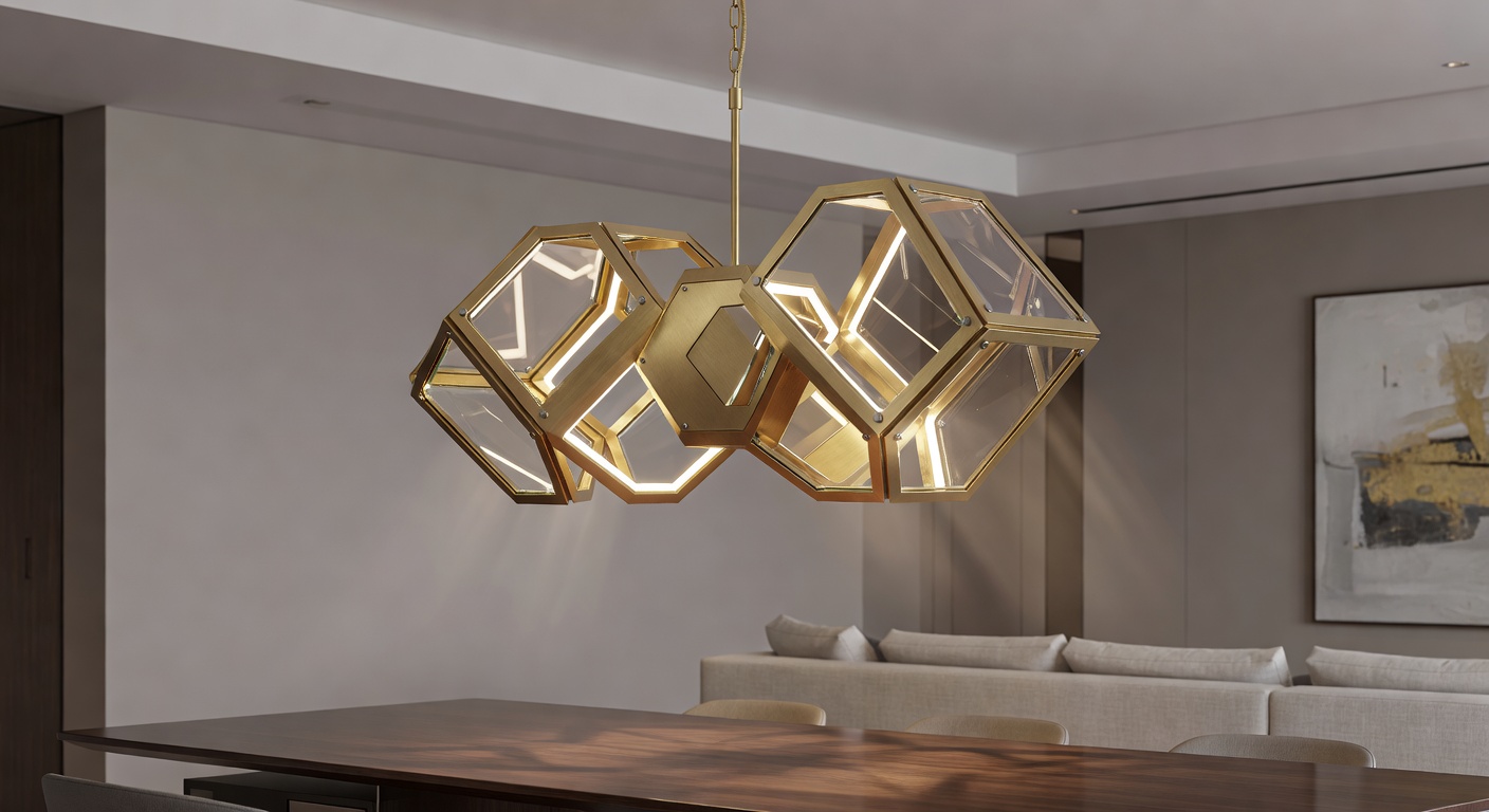 Lámpara colgante geométrica en latón — Designer Home Pieces